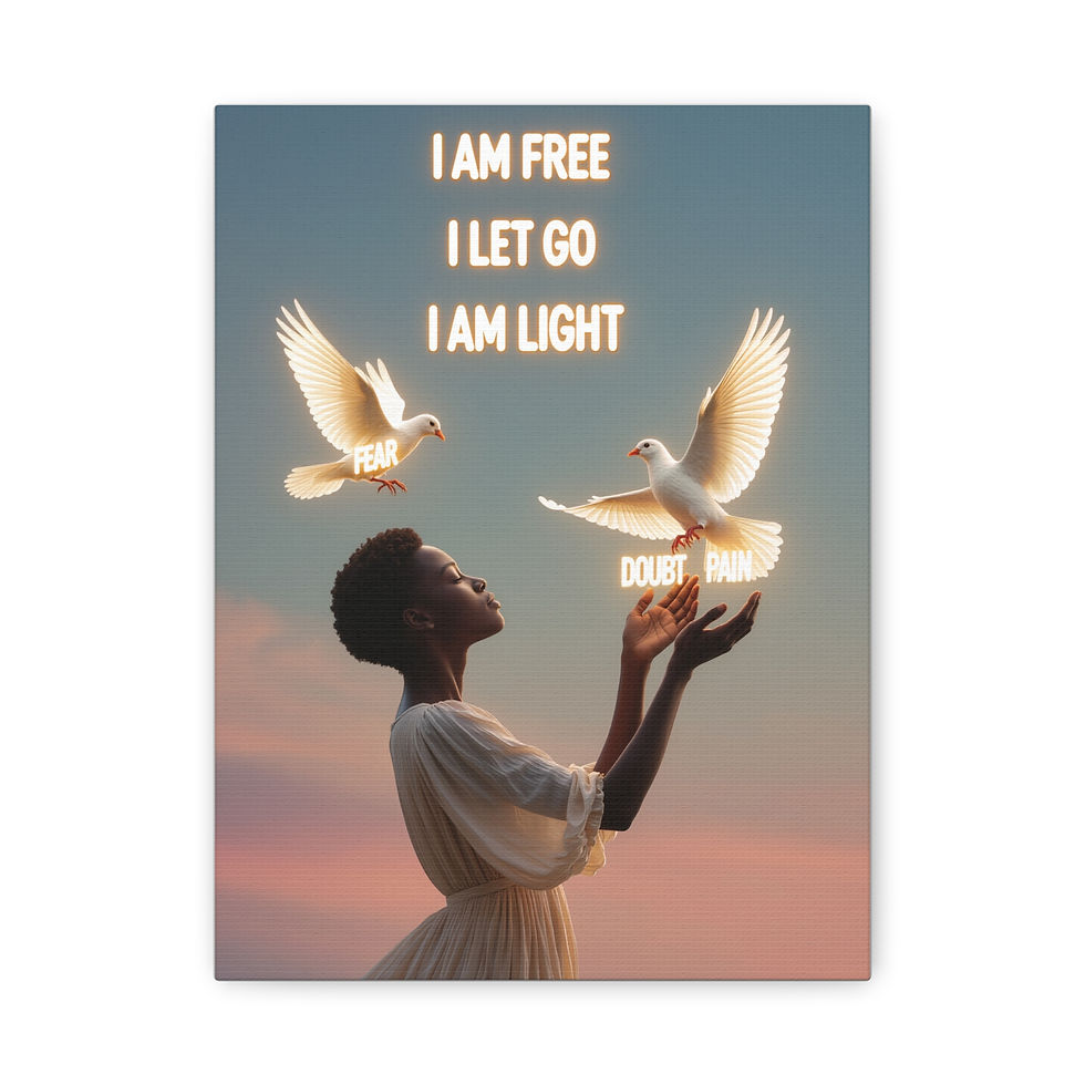 Thumbnail: Inspirational Canvas Wall Art - "I Am Free, I Let Go, I Am Light" 