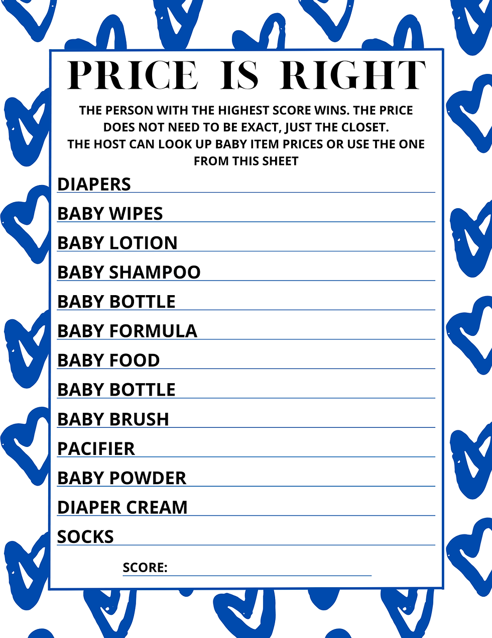 Thumbnail: Coblat Blue Heart Baby Shower Bundle, Fun & Memorable Baby Shower Games - Instan