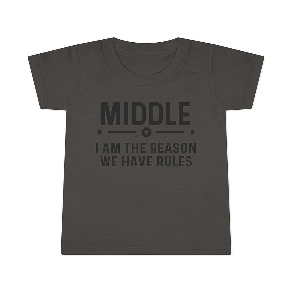 Thumbnail: Toddler T‑Shirt — "Middle: I Am The Reason We Have Rules" Funny Sibling Shirt