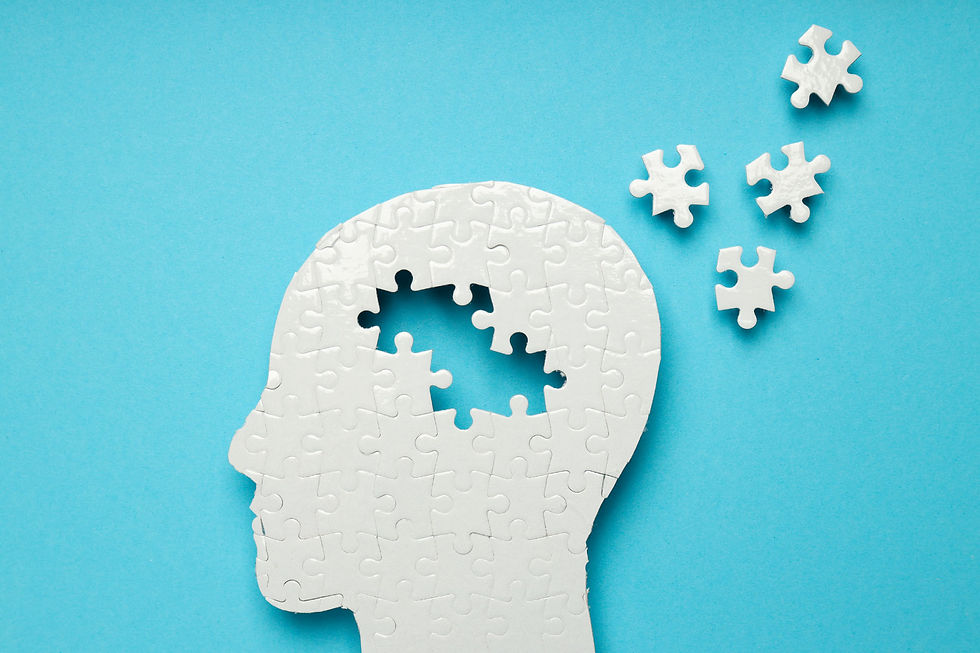 Illustration showing a human head shaped puzzle with pieces floating off to the right