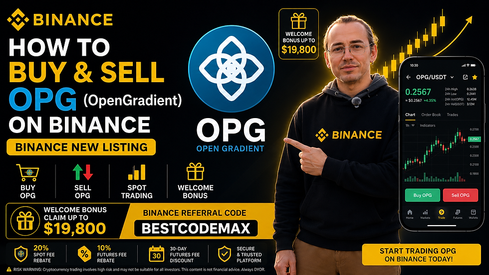 How to Buy and Sell OPG on Binance with a welcome bonus code BESTCODEMAX: Binance New Listing