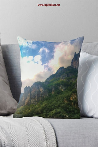 Amazing Mountain & Clouds Throw Pillow