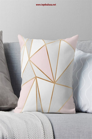 Pink, Grey & Gold Geo Throw Pillow