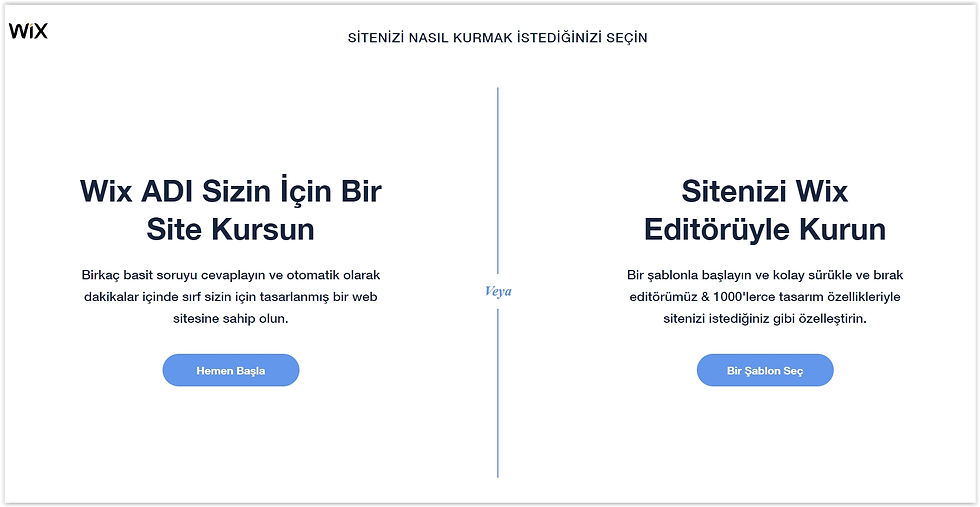 Wix ADI ile kurumsal veya iş için web sitesi oluşturmak.