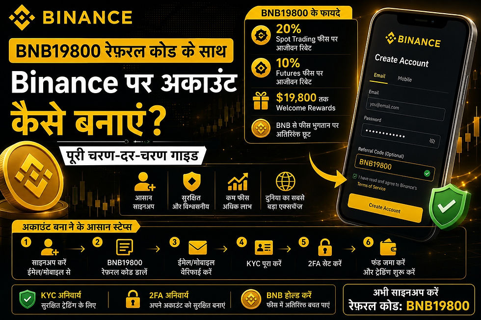 BNB19800 रेफरल कोड के साथ Binance पर अकाउंट कैसे बनाएं? पूरी चरण-दर-चरण गाइड