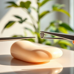A bright, lifestyle-oriented shot of a high-quality silicone prosthetic resting on a clean