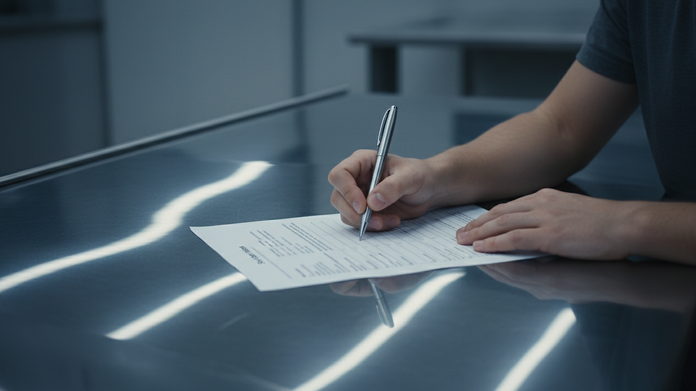 Close-up view of a person filling out a security form