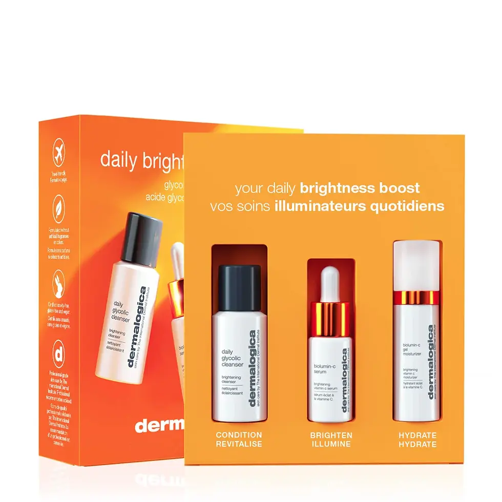 Daily Brightness Boosters Kit, showing the three mini-sized products inside