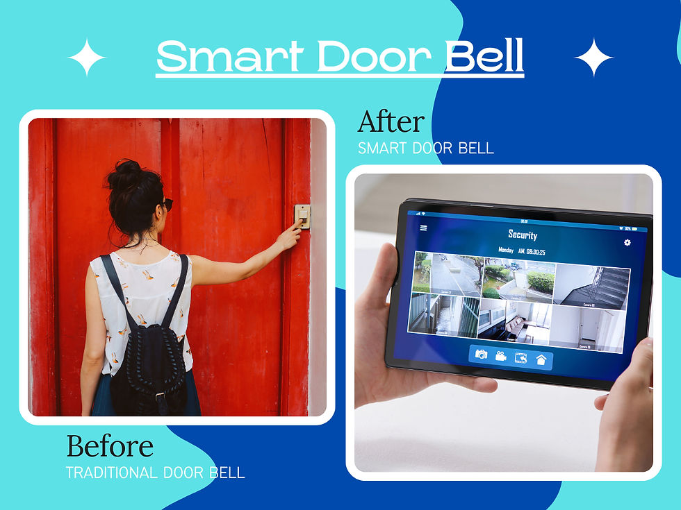 A side-by-side comparison of a traditional doorbell vs. a smart video doorbell showing live footage on a phone