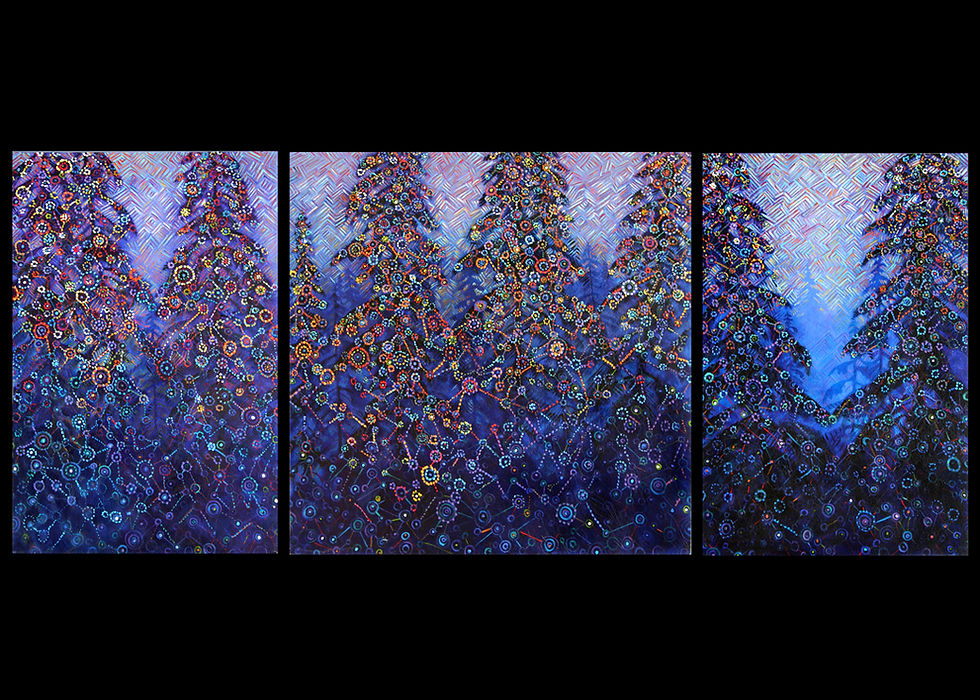 3 panels 3' x 7' First Light of Day