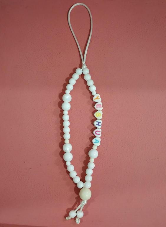 Strep Phone branco com palavra Yeshua