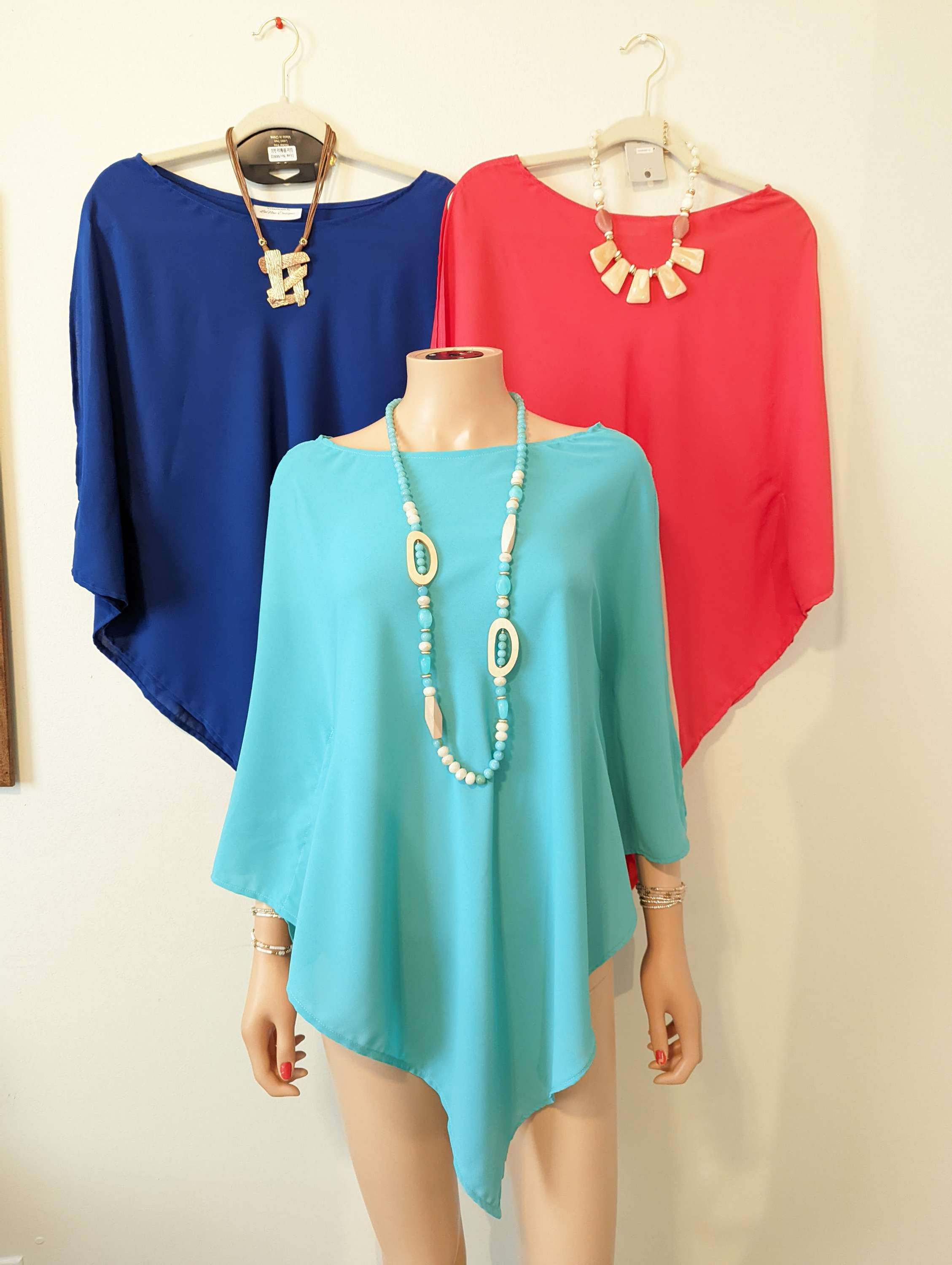 Seafoam Open Shoulder Asymmetric Blouse