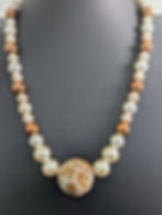 Cream and Bronze Beaded Boho Necklace 