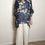 Thumbnail: Blue  and Cream Floral Caftan Blouse Top