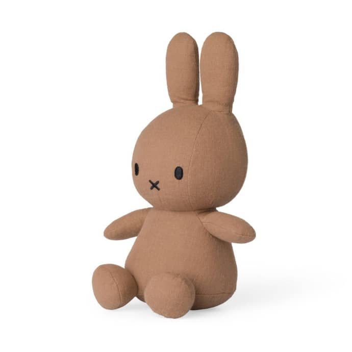 biscuit coloured miffy plush toy in mousseline fabric- side view