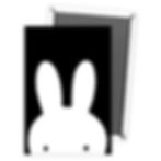 magnet with miffy face at the bottom of the image, large white ears. black background