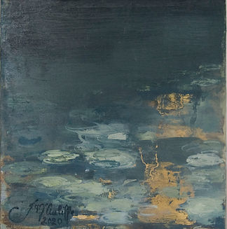 Abstract Water Lilies with Gold 15cmx15cm €300.jpg