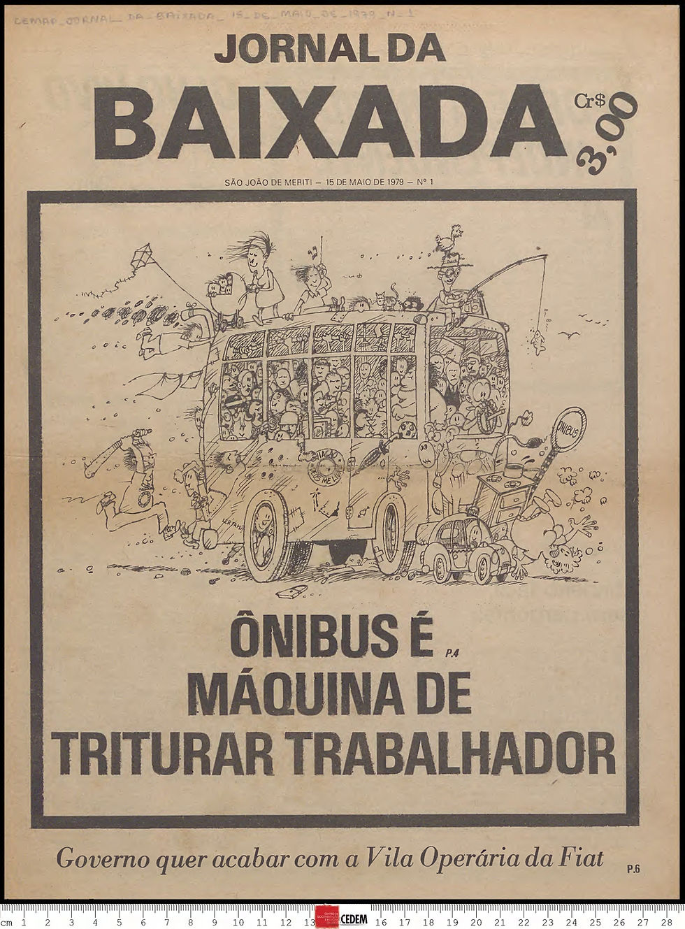 Charge abordando a situação dos trabalhadores da Baixada Fluminense no fim dos anos 1970. Fonte: Reprodução / Jornal da Baixada.