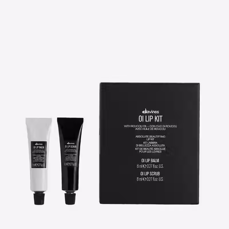 Davines OI Lip Kit with lip balm lip scrub and black gift box