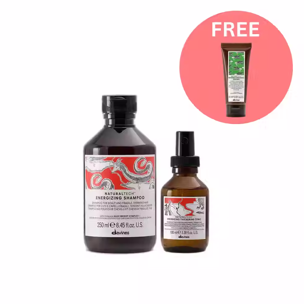 Davines Naturaltech Energizing Density Set with shampoo, thickening tonic and conditioner for thinning hair
