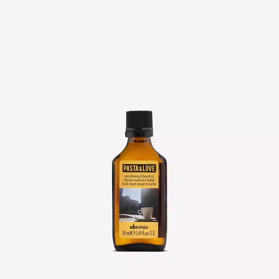 Davines Pasta & Love Pre-shaving Oil 50ml with almond and cutleaf groundcherry extract for pre-shave prep and beard hydration