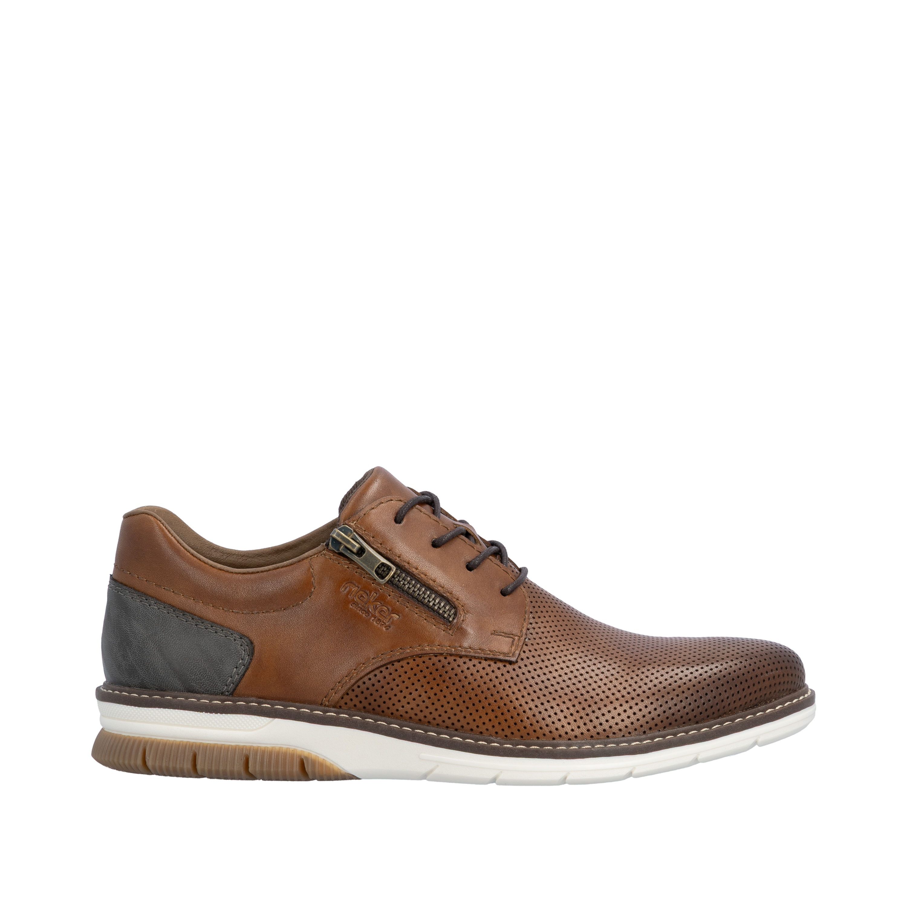 Mens Rieker Brown Zip Shoe