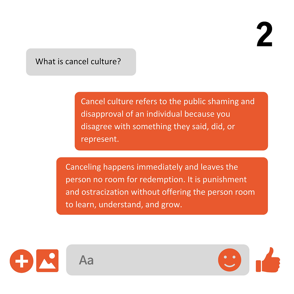 This image describes what cancel culture is using text messaging format.
