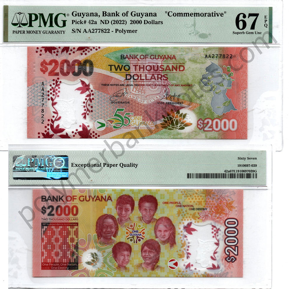 Guyana 2000 Dollars - 2022 - P42 - PMG 67 Grade