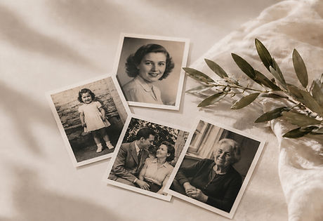 Memorial life story imagery combining photographs, memories and emotional storytelling
