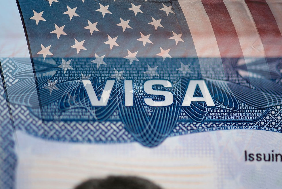 Vizë amerikane me fjalën VISA dhe flamurin SHBA