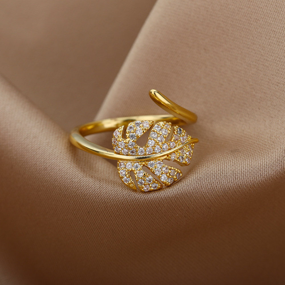Creative Leaf Branch Shape Rings For Woman Zircon Open Adjustable Ring Finger Lu