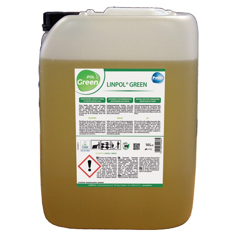 LINPOL GREEN Savon liquide concentré pour sols - Bidon 10L