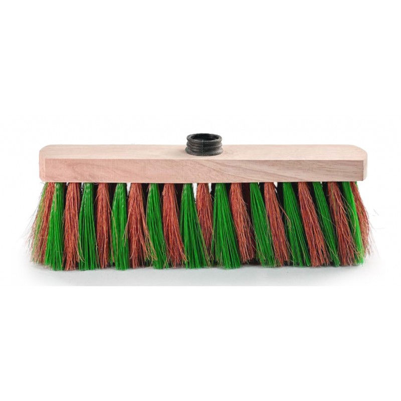 Balai coco zébré à vis / Monture bois 29cm