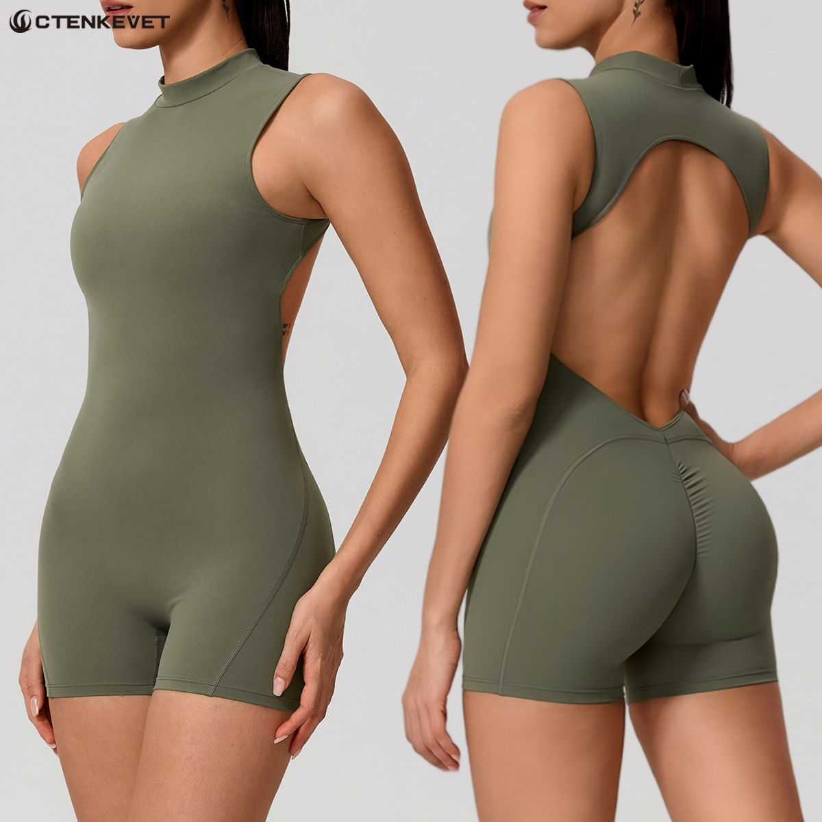 New Summer Women's Sleeveless Back Hollow Jumpsuit Female Sports Suit Fitness Yo