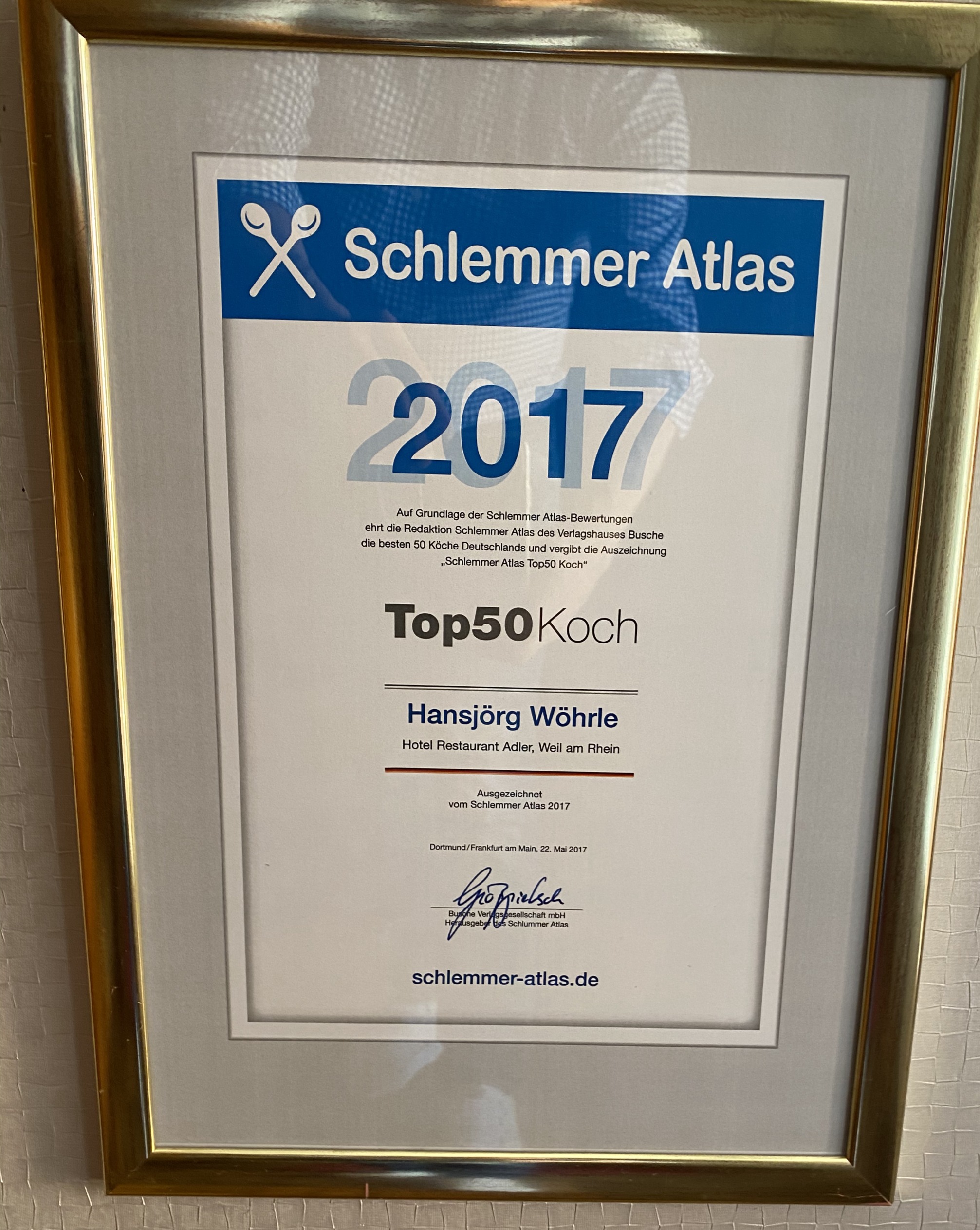 Auszeichnung zum Top50 Koch Deutschlands 2017