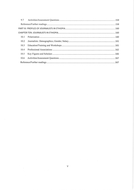 Contents overview from Survey of Ethiopian Mass Media teaching material developed for Dilla University