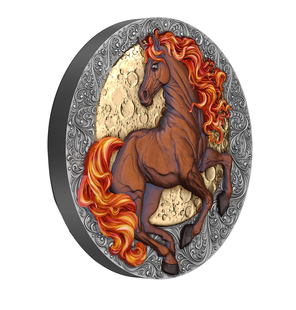 Thumbnail: 2026 Fire Horse $5 2oz Ag .999 selective gilding