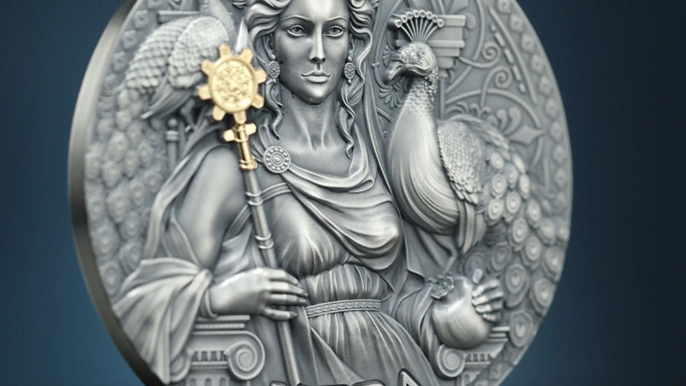 Thumbnail: HERA The Great Greek Mythology 3 oz Antique Finish Silver Coin Cameroon 2024