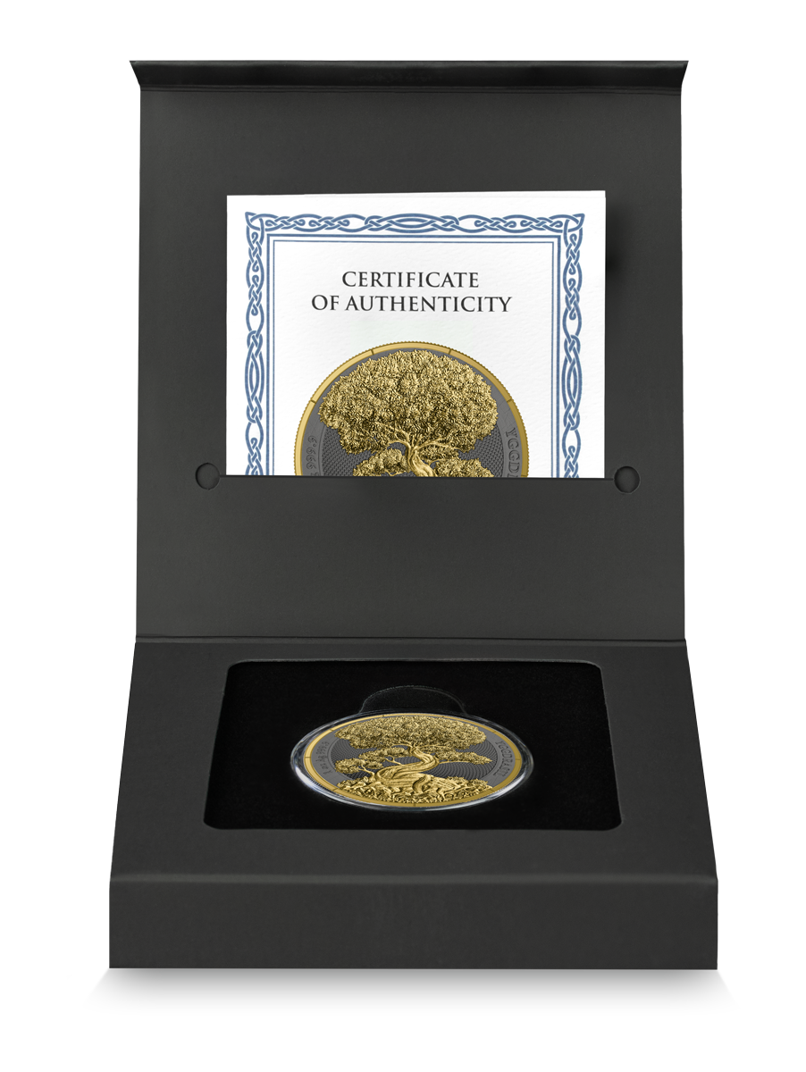 Thumbnail: 2025 Mythical Forest: Yggdrasil Goldenleaf 1 oz Silver BU-preorder