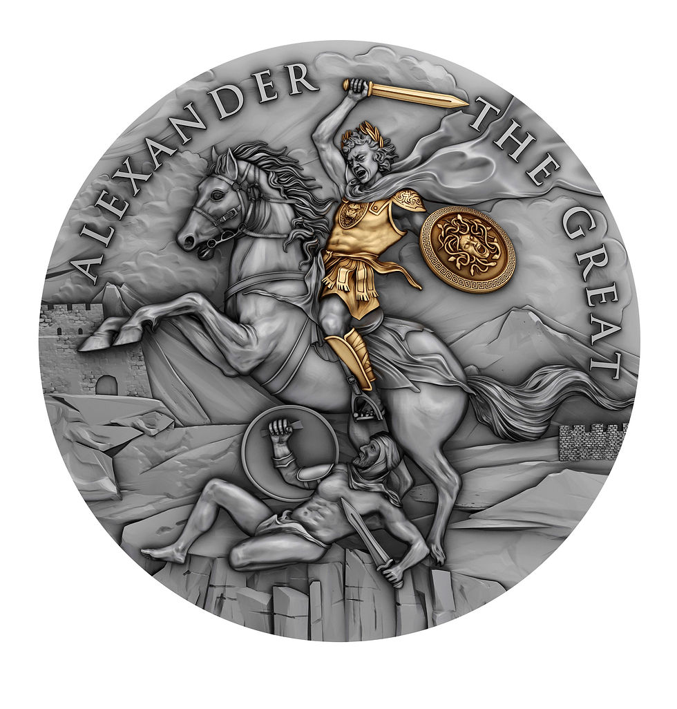 Thumbnail: Alexander The Great -2023 Niue 2oz Antique Finish + Gold Plating