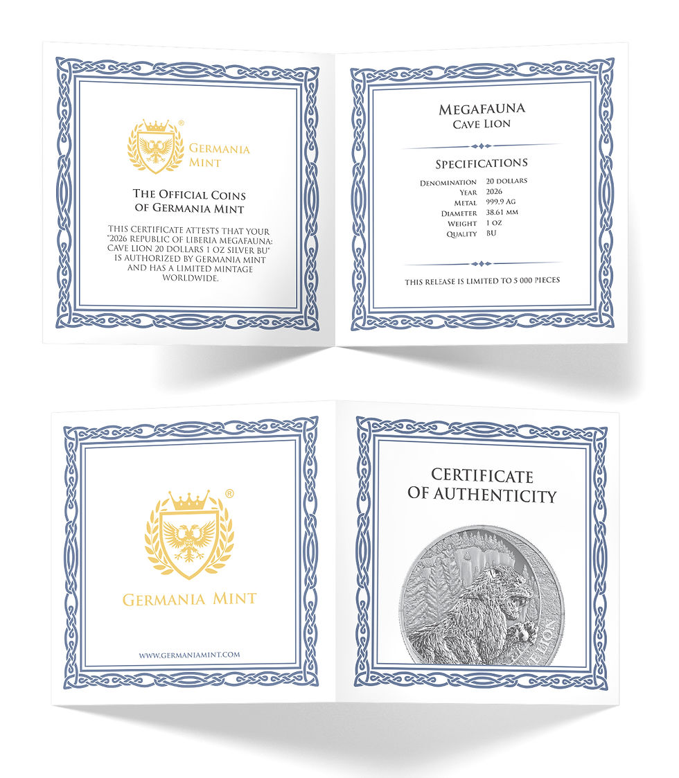 Thumbnail: 2026 Republic of Liberia Megafauna: Cave Lion 20 Dollars 1 oz Silver BU