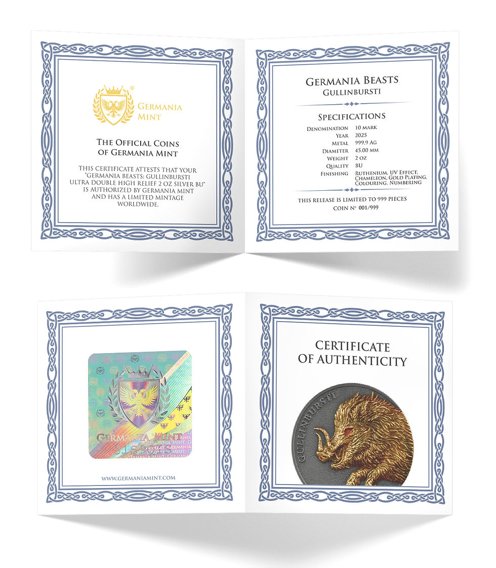 Thumbnail: Gullinbursti Ultra Double High Relief 2 oz Silver BU-Germania Mint -Preorder