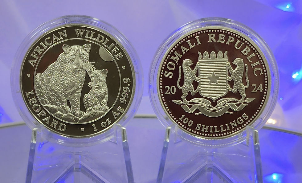 Thumbnail: 2024 1 oz African Wildlife Somalian Leopard Silver Coin BU