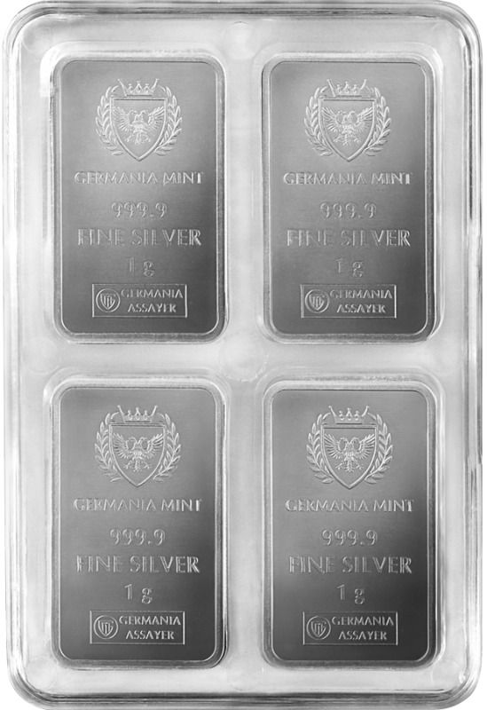 Thumbnail: Germania Mint Silver MultiBar 100 x 1 g Minted bar