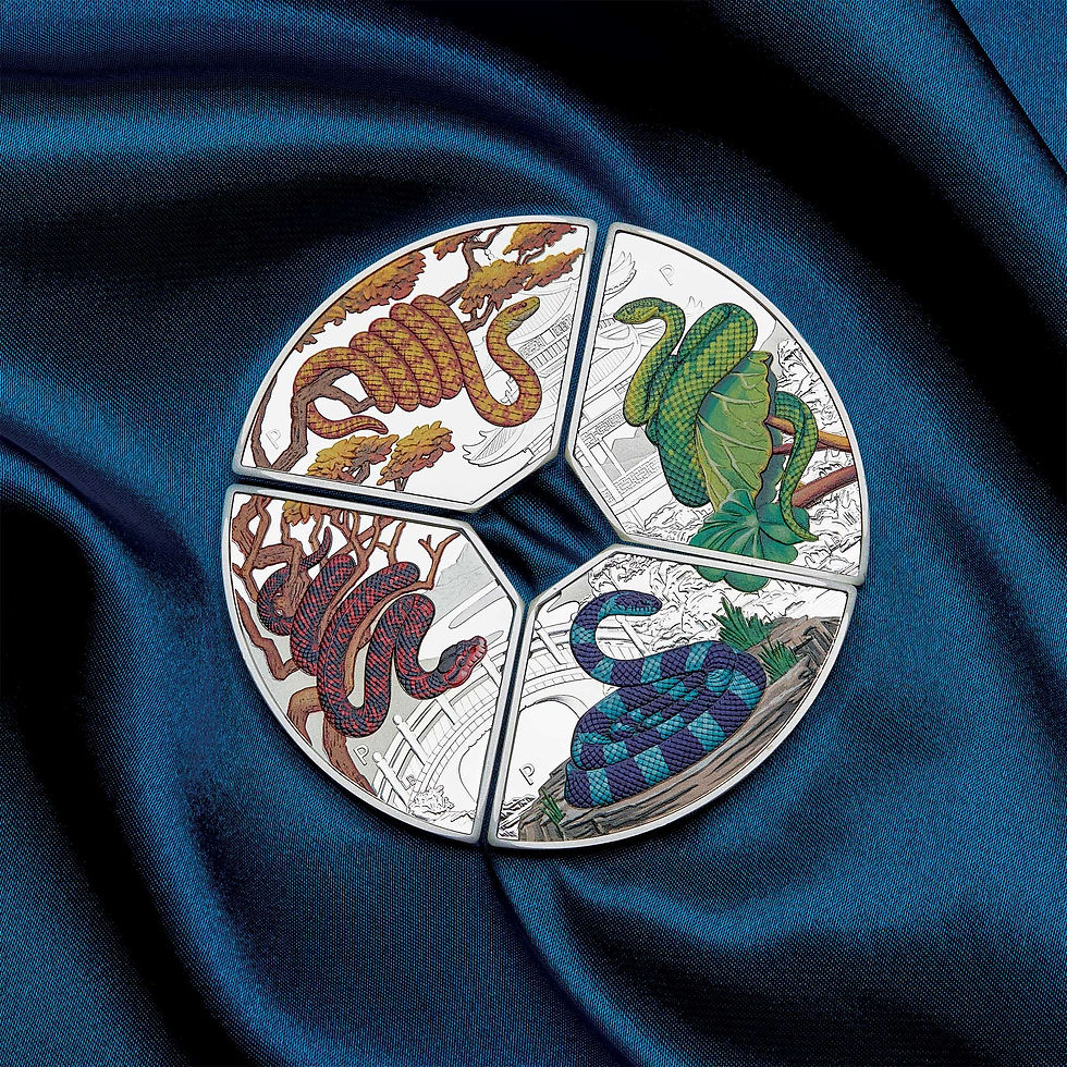 Thumbnail: Year of the Snake Quadrant 2025 1oz Silver Proof Coloured Four-Coin Set