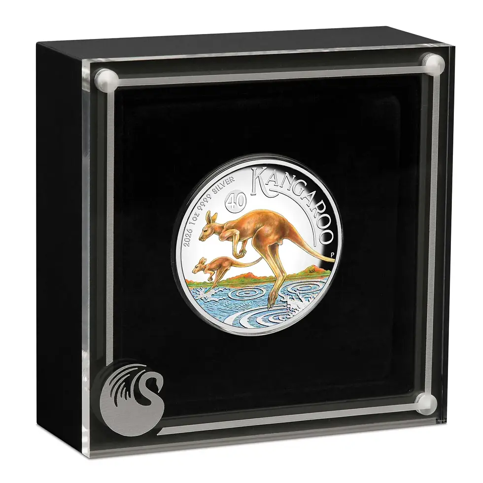 Thumbnail: Australian Kangaroo 2026 1oz Silver Proof High Relief Coloured Coin