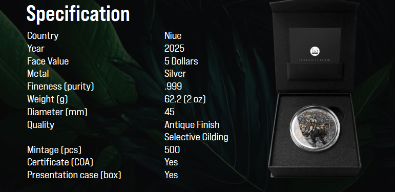 Thumbnail: Niue 2025 - Amazons Ag999 2 oz Antique Coin