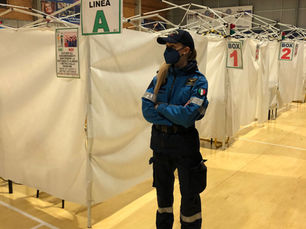 Bergamo, i volontari dell’A.A.A. – Aviatori d’Italia in servizio operativo presso l’Hub vaccinale