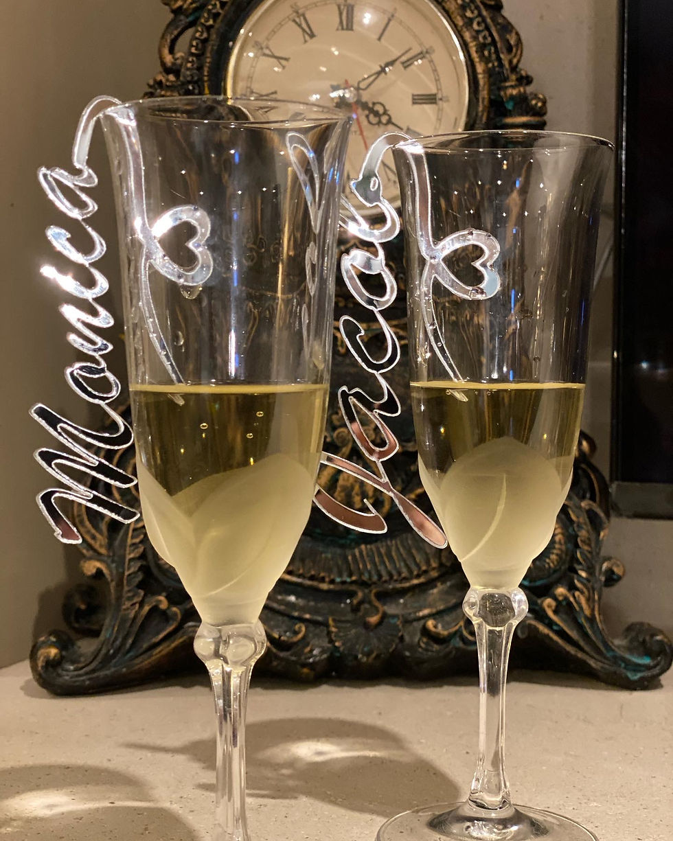 Thumbnail: Personalized glass decor Custom wine charm Wedding wine charms Gold wine charms