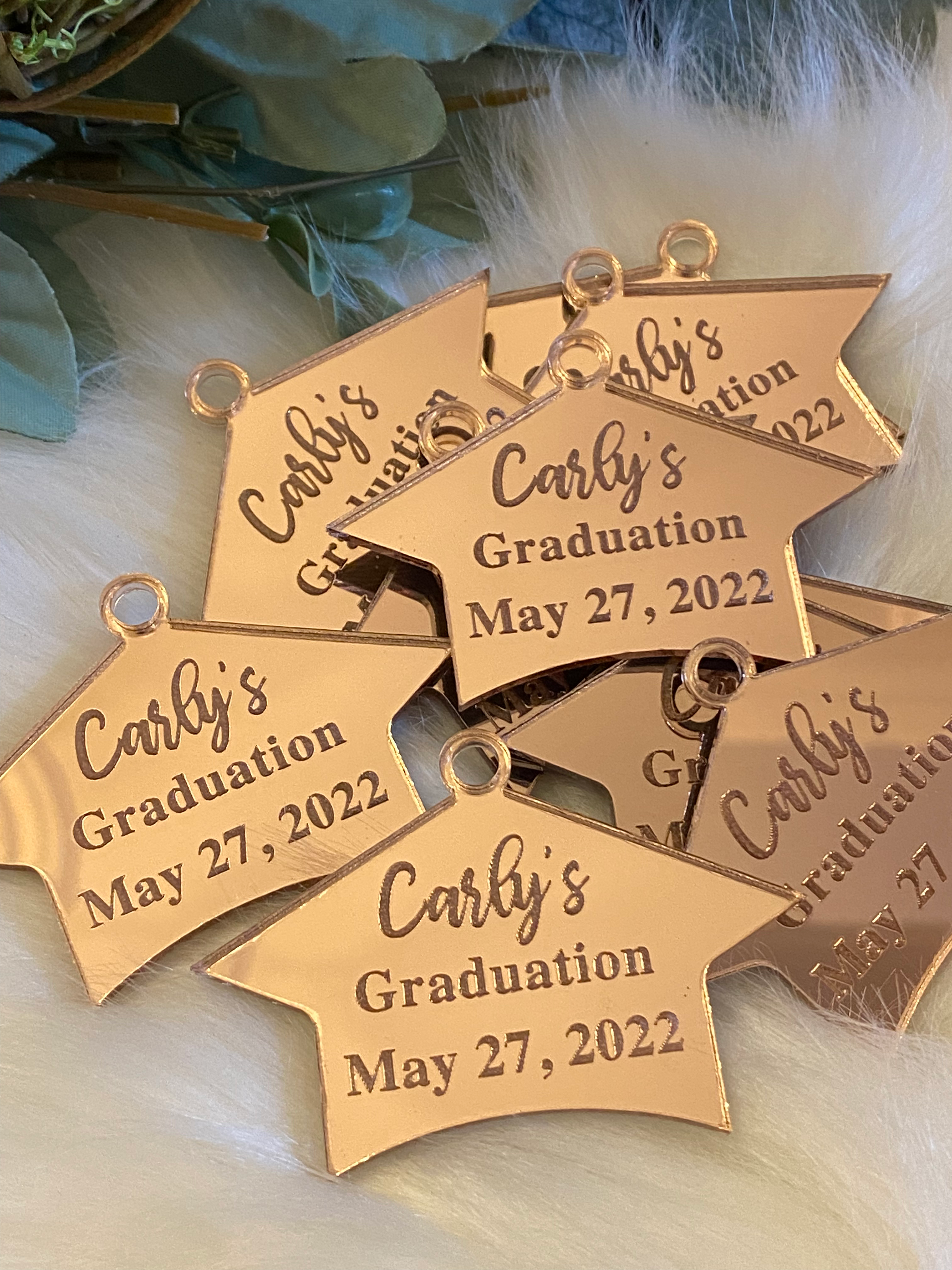 Mirror Acrylic Graduation Cap tags